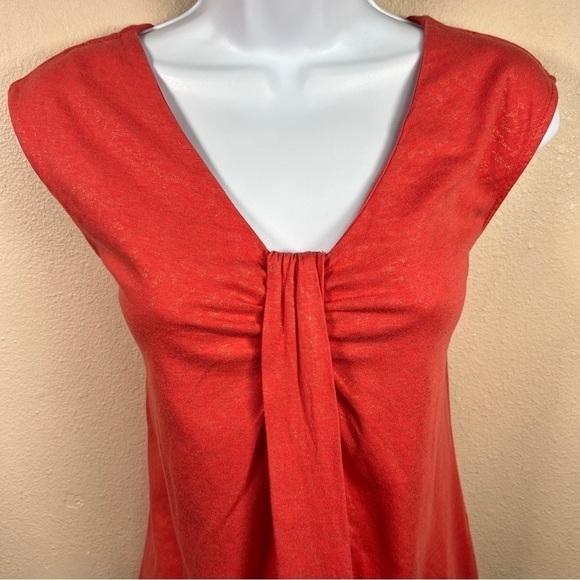 Small Dana Buchman Peach Gold Shimmer Top Sleeveless Stretch 4 6 Cap Sleeve - Picture 3 of 9